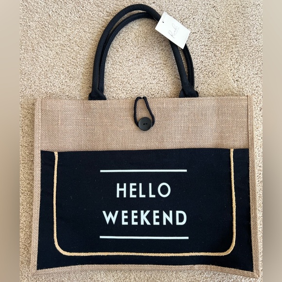 Handbags - Hello Weekend Natural Jute Tote Bag